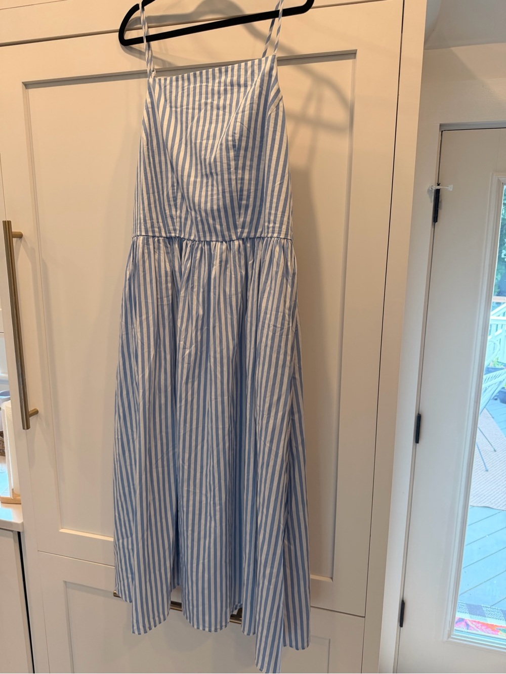 NWT Free Assembly Blue White Stripe Cotton Midi Dress XXL Pockets